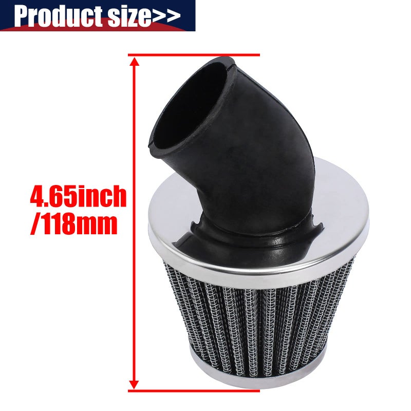 QAZAKY 38mm 39mm 40mm 1.5inch Filter Cleaner 45 Degree Angled for 50cc 70cc 90cc 110cc 125cc 150cc 200cc Motorcycle ATV Quad Scooter Gokart Moped Chopper Pit Dirt Pocket Mini Super Bike GY6 1.5in - Image 3